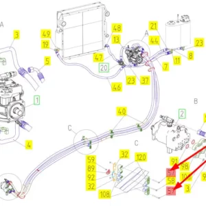 Oryginalna śruba M8 x 70 o numerze katalogowym 102203638, stosowana w kombajnach zbożowych marki Rostselmash schemat.