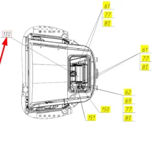 Oryginalny zestaw sprężarki układu klimatyzacji o numerze katalogowym 102208238, stosowany w kombajnach zbożowych marki Rostselmash schemat.