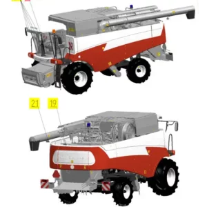 Oryginalne mocowanie reflektora o numerze katalogowym 102209220, stosowane w kombajnach zbożowych marki Rostselmash schemat.