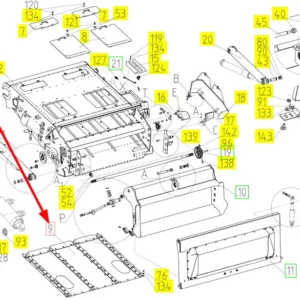 Oryginalna obudowa dolna podajnika pochyłego o numerze katalogowym 102209415, stosowana w kombajnach zbożowych marki Rostselmash schemat