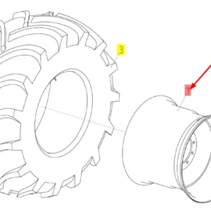 Oryginalna felga o numerze katalogowym 102212825, stosowana w kombajnach zbożowych marki Rostselmash schemat.