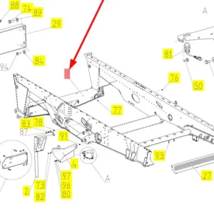 Oryginalna rama mocowania sit o numerze katalogowym 102215480, stosowana w kombajnach zbożowych marki Rostselmash schemat.