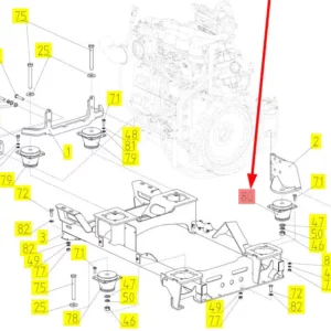 Oryginalna poduszka zawieszenia silnika o numerze katalogowym 102221709, stosowana w kombajnach zbożowych marki Rostselmash- schemat.