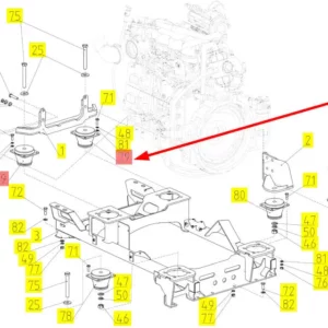 Oryginalna poduszka zawieszenia silnika o numerze katalogowym 102224437, stosowana w kombajnach zbożowych marki Rostselmash- schemat.