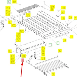 Oryginalne zawieszenie sita o numerze katalogowym 102229296, stosowane w kombajnach zbożowych marki Rostselmash- schemat.