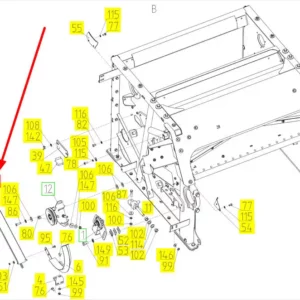 Oryginalna prowadnica o numerze katalogowym 102240477, stosowana w kombajnach zbożowych marki Rostselmash schemat