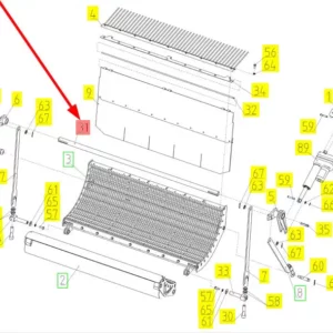 Oryginalny wałek klepiska młocarni o numerze katalogowym 102243006, stosowany w kombajnach zbożowych marki Rostselmash. schemat