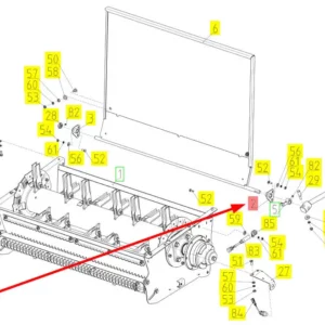 Oryginalne mocowanie osi rozdrabniacza o numerze katalogowym 102244617, stosowane w kombajnach zbożowych marki Rostselmash schemat