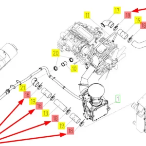 Oryginalne jarzmo przewodu o numerze katalogowym 102244718, stosowane w kombajnach zbożowych marki Rostselmash. schemat