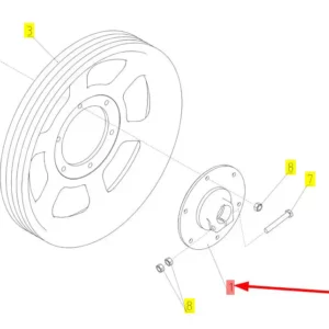 Oryginalna piasta koła pasowego o numerze katalogowym 102244825, stosowana w kombajnach zbożowych marki Rostselmash schemat