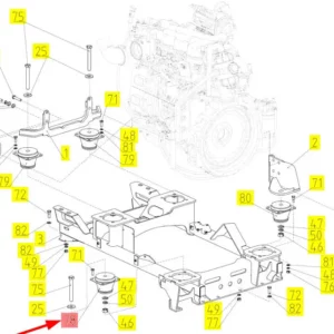Oryginalna poduszka zawieszenia silnika o numerze katalogowym 102257706, stosowana w kombajnach zbożowych marki Rostselmash- schemat.