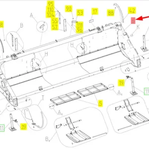 Oryginalna rama hederu o szerokości 6 m i numerze katalogowym 102258169, stosowane są w hederach zbożowych marki Rostselmash. schemat