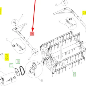 Oryginalne ramię nagarniacza prawe o numerze katalogowym 102260435, stosowane w kombajnach zbożowych marki Rostselmash- schemat.