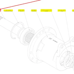 Oryginalna lewa półoś o numerze katalogowym 102265104, stosowana w kombajnach zbożowych marki Rostselmash schemat.