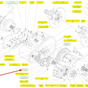 Oryginalny wałek zębaty skrzyni biegów o numerze katalogowym 102265112, stosowany w kombajnach zbożowych marki Rostselmash schemat.