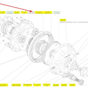 Oryginalna piasta przekładni planetarnej o numerze katalogowym 102265125, stosowana w kombajnach zbożowych marki Rostselmash schemat.