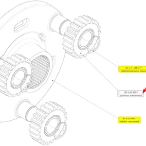 Oryginalne koło zębate przekładni planetarnej o numerze katalogowym 102265126, stosowane w kombajnach zbożowych marki Rostselmash schemat.