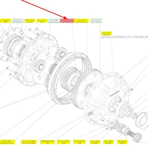 Oryginale koło zębate centralne przekładni o numerze katalogowym 102265128, stosowane w kombajnach zbożowych marki Rostselmash schemat.