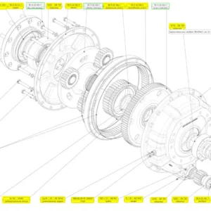 Oryginalny pierścień koła zębatego o numerze katalogowym 102265131, stosowany w kombajnach zbożowych marki Rostselmash schemat.