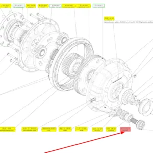 Oryginalny wałek zębaty zwolnicy o numerze katalogowym 102265141, stosowany w kombajnach zbożowych marki Rostselmash schemat.