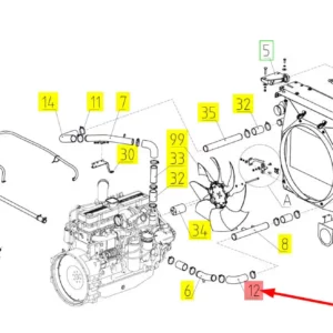 Oryginalna rura kolanowa gumowa o numerze katalogowym 102265176, stosowana w kombajnach zbożowych marki Rostselmash schemat.