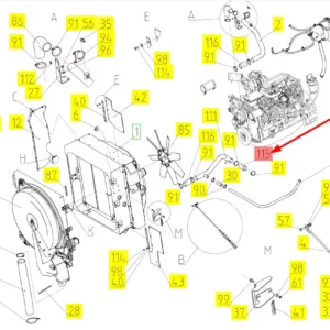 Oryginalny przewód gumowy o numerze katalogowym 102265183, stosowany w kombajnach zbożowych marki Rostselmash schemat.