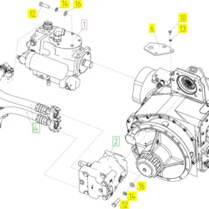 Oryginalna pompa hydrauliczna o numerze katalogowym 102272326, stosowana w kombajnach zbożowych marki Rostselmash schemat.