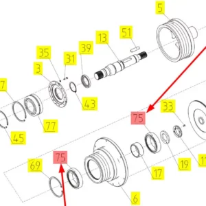 Oryginalne łożysko 6216.2RS o numerze katalogowym 102292296, stosowane w kombajanch zbożowych marki Rostselmash- schemat.