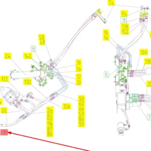 Oryginalny przewód hydrauliczny o numerze katalogowym 102297950, stosowany w kombajnach zbożowych marki Rostselmash schemat.
