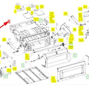 Oryginalna obudowa podajnika pochyłego o numerze katalogowym 102299756, stosowana w kombajnach zbożowych marki Rostselmash schemat.