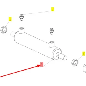 Oryginalny siłownik hydrauliczny o numerze katalogowym 102310407, stosowany w kombajnach zbożowych marki Rostselmash schemat.