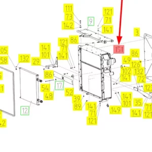 Oryginalna chłodnica o numerze katalogowym 102317908, stosowana w kombajanch zbożowych marki Rostselmash- schemat.
