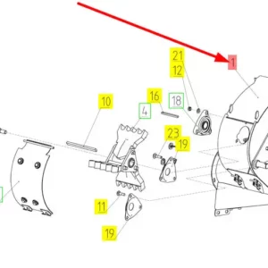 Oryginalna obudowa mechanizmu młynka niedomłotów o numerze katalogowym 102351712, stosowana w kombajnach zbożowych marki Rostselmash schemat.