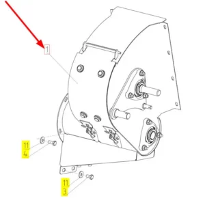 Oryginalne mechanizm młynka niedomłotów o numerze katalogowm 102351747, stosowany w kombajnach zbożowych marki Rostselmash schemat.