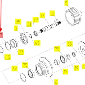 Oryginalny pierścień segera o wymiarach 130 x 2 mm i numerze katalogowym 102359087, stosowany w kombajnach zbożowych marki Rostselmash.-schemat