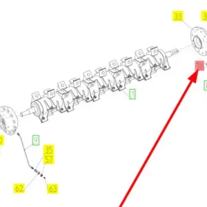 Oryginalny sworzeń mocujący o numerze katalogowym 102366443, stosowany w kombajnach zbożowych marki Rostselmash schemat.