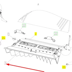 Oryginaly deflektor pokosu o numerze katalogowym 102376716, stosowan w kombajnach zbożowych marki Rostselmash schemat.