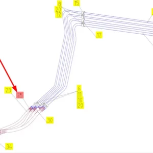 Oryginalny przewód hydrauliczny o numerze katalogowym 102389044, stosowany w kombajnach zbożowych marki Rostselmash schemat