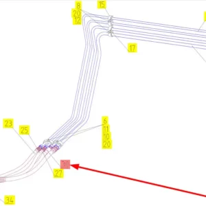 Oryginalny przewód hydrauliczny o numerze katalogowym 102389045, stosowany w kombajnach zbożowych marki Rostselmash schemat