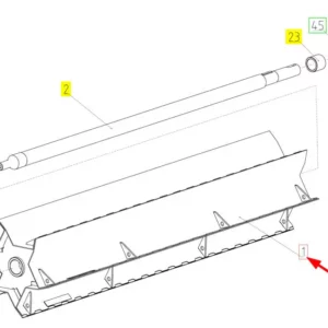 Oryginalny bęben przenoszenia masy o numerze katalogowym 102393576, stosowany w kombajnach zbożowych marki Rostselmash schemat