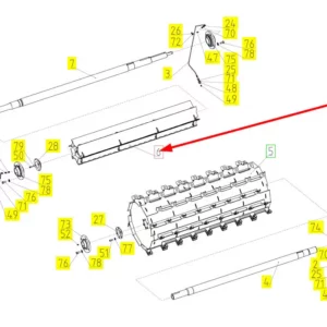 Oryginalny bęben przyspieszający masę o numerze katalogowym 102394134, stosowany w kombajnach zbożowych marki Rostselmash schemat.