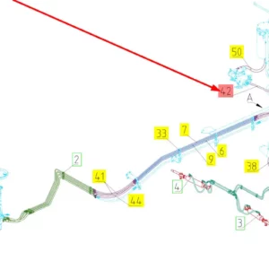 Oryginalny przewód hydrauliczny o numerze katalogowym 102394888, stosowany w kombajnach zbożowych marki Rostselmash schemat.