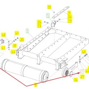 Oryginalne, kompletne mocowanie wałka przenośnika pochyłego o numerze katalogowym 102408866, stsosowane w kombajnach zbożowych marki Rostselmash.-schemat
