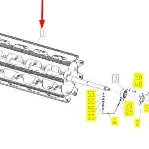 Oryginalny bęben młocarni o numerze katalogowym 102409695, stosowany w kombajnach zbożowych marki Rostselmash- schemat.
