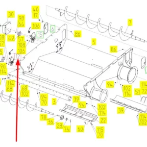 Oryginalne łożysko z obudową o numerze katalogowym 102415008, stosowane w kombajnach zbożowych marki Rostselmash schemat.