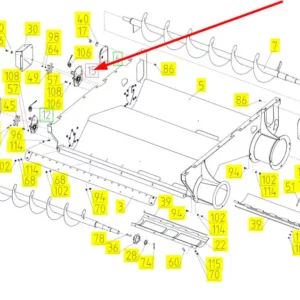 Oryginalne łożysko z obudową o numerze katalogowym 102415010, stosowane w kombajnach zbożowych marki Rostselmash schemat.