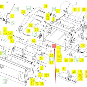 Oryginalna, prawa osłona przenośnika pochyłego o numerze katalogowym 102416073, stosowana w kombajnach zbożowych marki Rostselmash.-schemat