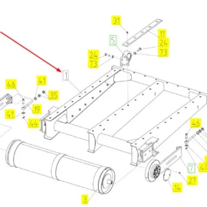 Oryginalna rama podajnika pochyłego o numerze katalogowym 102416657, stosowana w kombajnach zbożowych marki Rostselmash.-schemat