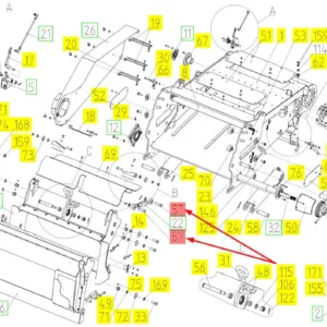 Oryginalny sworzeń siłownika hydraulicznego o numerze katalogowym 102418691, stosowany w kombajnach zbożowych marki Rostselmash.-schemat