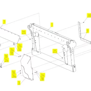 Oryginalny, prawy panel podajnika pochyłego o numerze katalogowym 102419383, stosowany w kombajnach zbożowych marki Rostselmash.-schemat